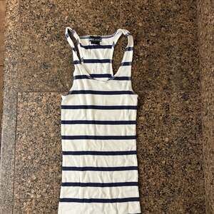 Wet Seal Y2K Ribbed Blue and White Striped Racerback Tank Top